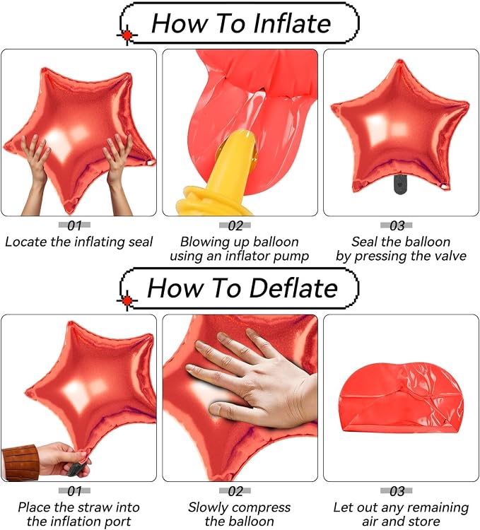 Red Blue Silver Star Balloons, 22/18/10 Inch Foil Balloons, Four-Pointed Balloon - Image 3