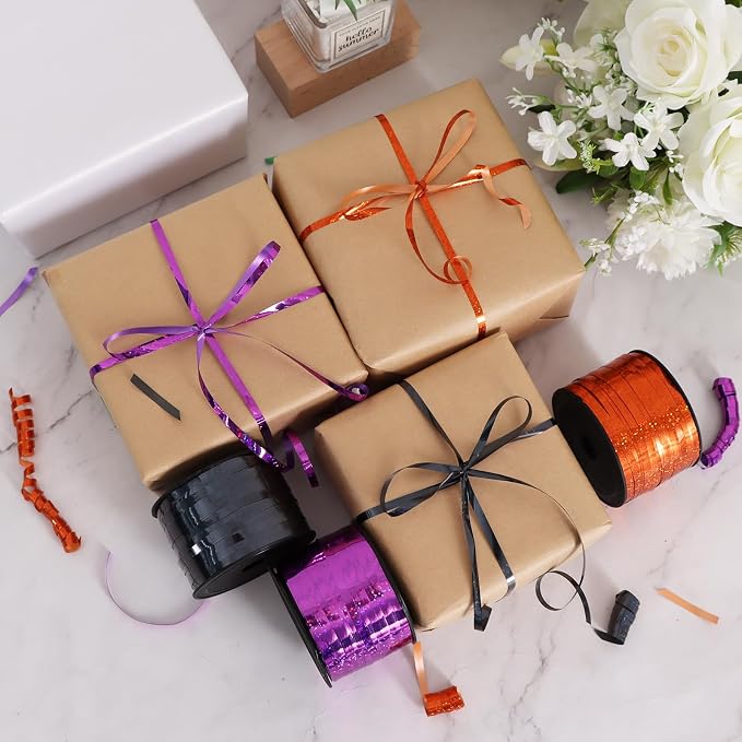 BEISHIDA 3 Pack 100 Yards Black Purlple Orange Curling Ribbon Balloon String - Image 4