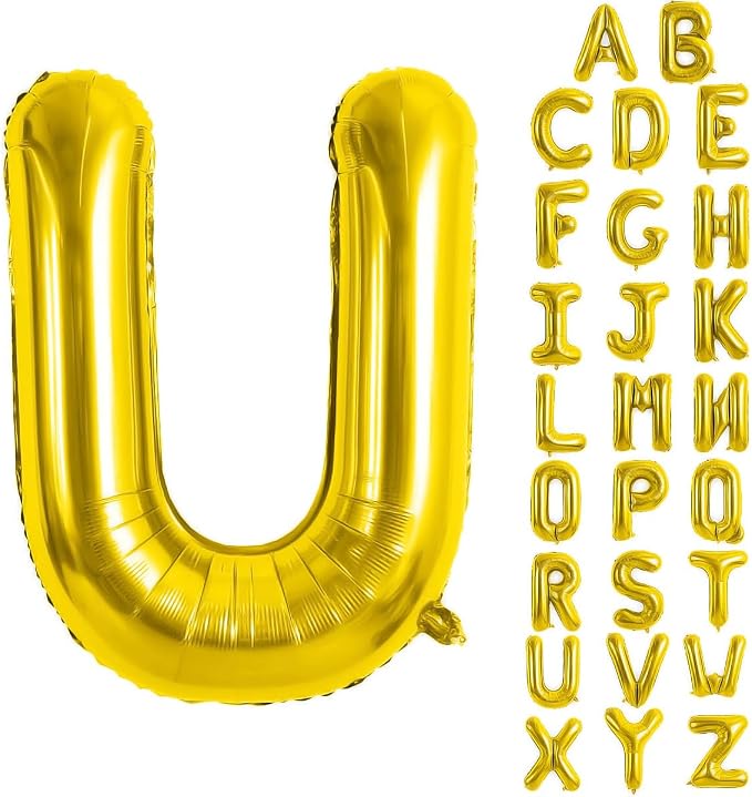 Gold Letter Balloons 40 Inch Large Letter U Balloon Aluminum | Foil Mylar Big by YUNSHANGMO