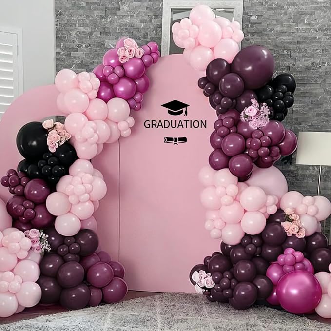 Dark Purple Black Pink Balloon Garland Arch Kit - Image 5