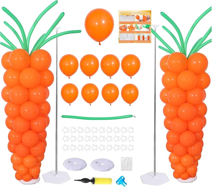 Carrot Balloon Column Stand Kit 2 Sets, 2 Adjustable Metal Pillars by KIRINDECORATION