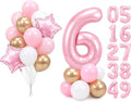 PartyWoo Number Balloons 40 Inch Pink Number 6 Kit 25pcs by PartyWoo