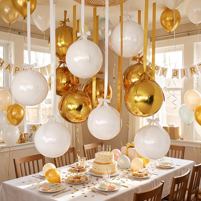 Jenaai 30 Set Graduation Foil Balloons Bulk 22 Inch 4d White and Gold Metallic - Image 4