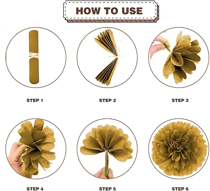 BRZIKWT 12 Pcs Purple Gold Tissue Paper Pom Poms - Image 5
