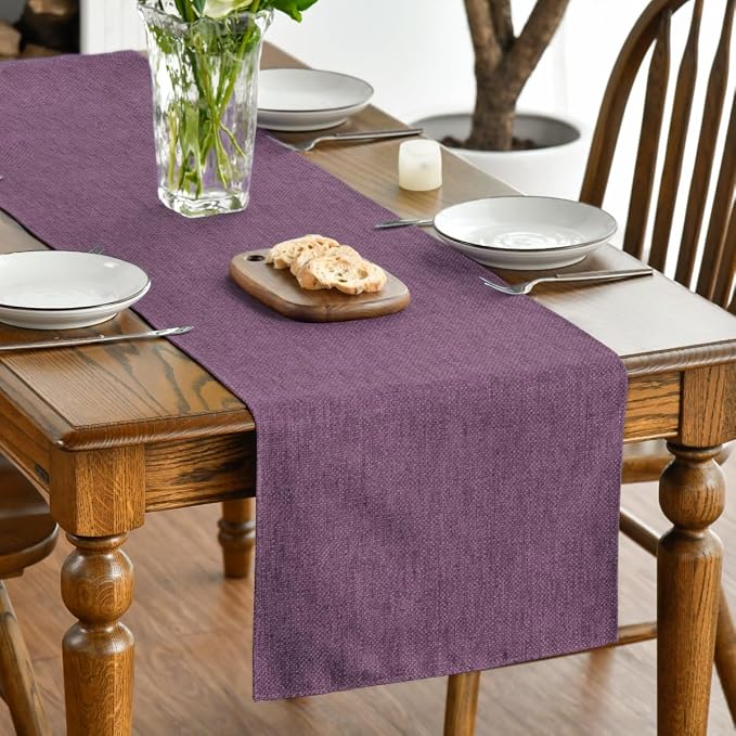 Artoid Mode Purple Table Runner, Seasonal Summer Washable Kitchen Dining Table - Image 2