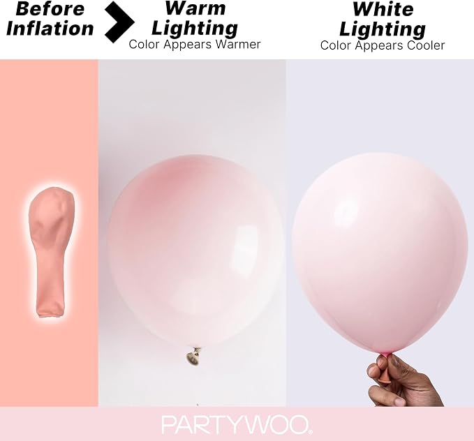 PartyWoo Pale Pink Balloons 127pcs Light Pastel Baby Pink Color | 36 18 12 10 5 - Image 3