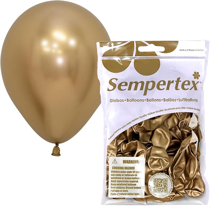 Sempertex Reflex Gold Balloons, 5 Inch, Graduation, Baby Shower, Anniversary by Sempertex