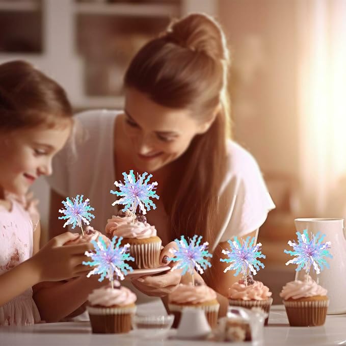 Gyufise 20Pcs Foil Firework Cupcake Toppers Happy Birthday Cake Toppers Sparkle - Image 6