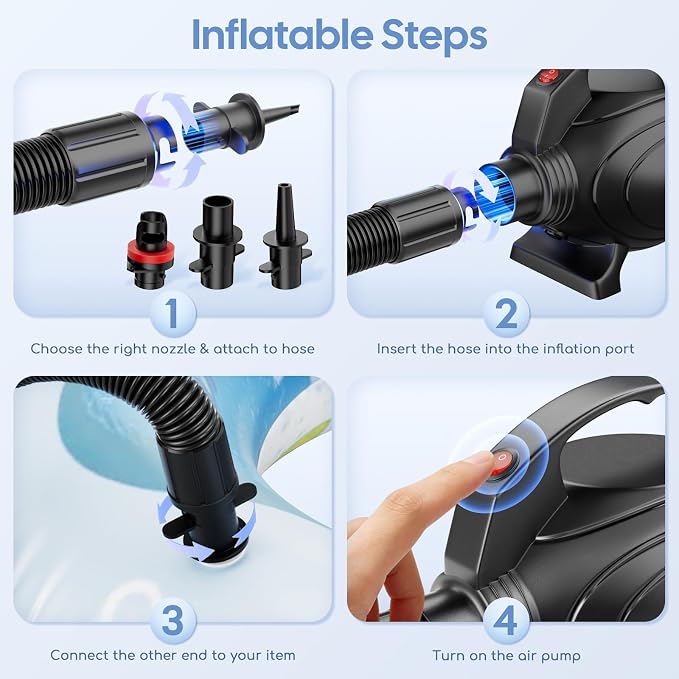 Electric Air Pump for Inflatables, Air Mattress – 500W/650W Quick-Fill - Image 6