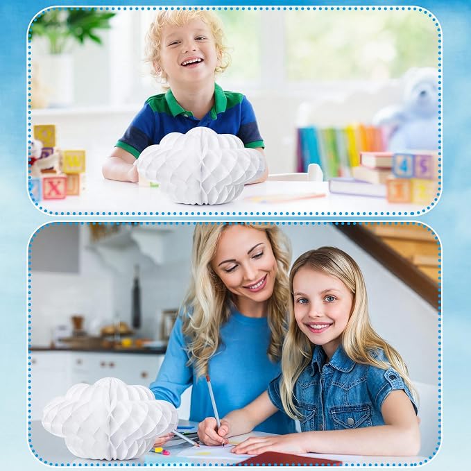 Affrolling 6 Pcs 3D Cloud Decorations Honeycomb Cloud Table Decor Artificial - Image 2