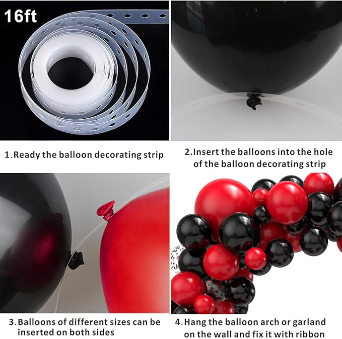 Lukiituke Red and Black Balloon Arch Kit, BBQ Casino, New Year Decorations - Image 3