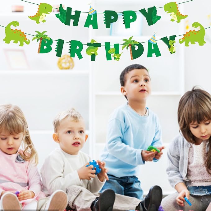 Dinosaur Birthday Banner | Green Dinosaur Birthday Party Decorations - Image 6