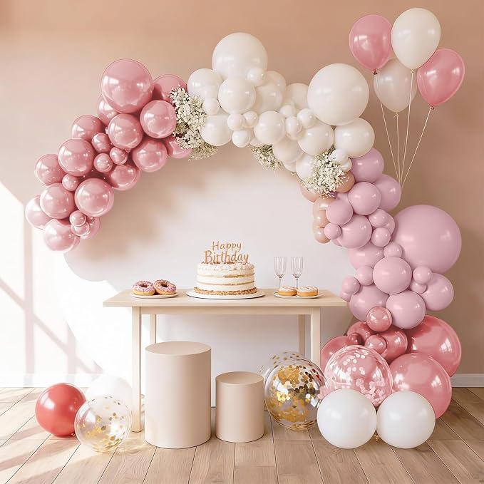 Dusty Pink Gold Balloons, 12 Inch Pastel Pink Metallic Gold Balloons - Image 6