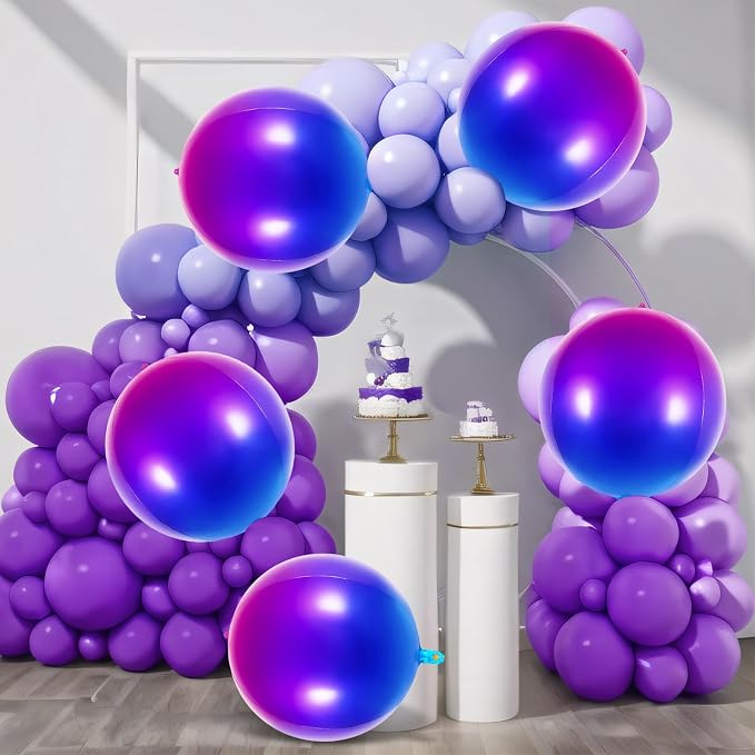 Metallic Gradient Purple Balloons, 22 Inch Large Sphere Round Balloons - Image 3
