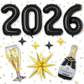 Black 2026 Balloons, 40 Inch Number 2026 Black Foil Balloons, Champagne Bottle by Dagelar
