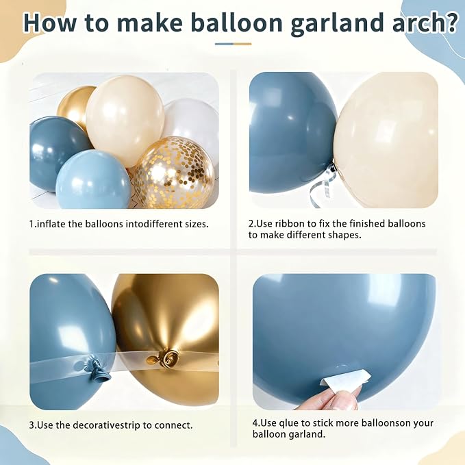Dusty Blue Gold Balloon Arch Kit, Baby Boxes, Baby Shower Decorations Boy | - Image 3