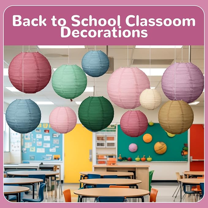 Glooglitter 16 Pcs Boho Hanging Paper Lanterns Back to School Party Decoration - Image 5