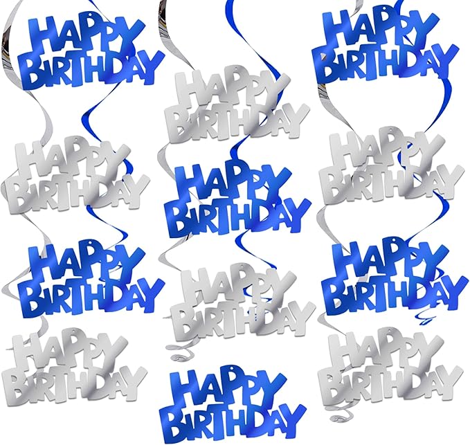 BEISHIDA 12 Pcs Happy Birthday Hanging Swirl Decorations, Men Boys Birthday by Beishida