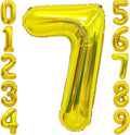 Gold 7 Balloon Number, 40 Inch Number 7 Balloon Large Gold 7 Foil Mylar Helium by BBPOOL