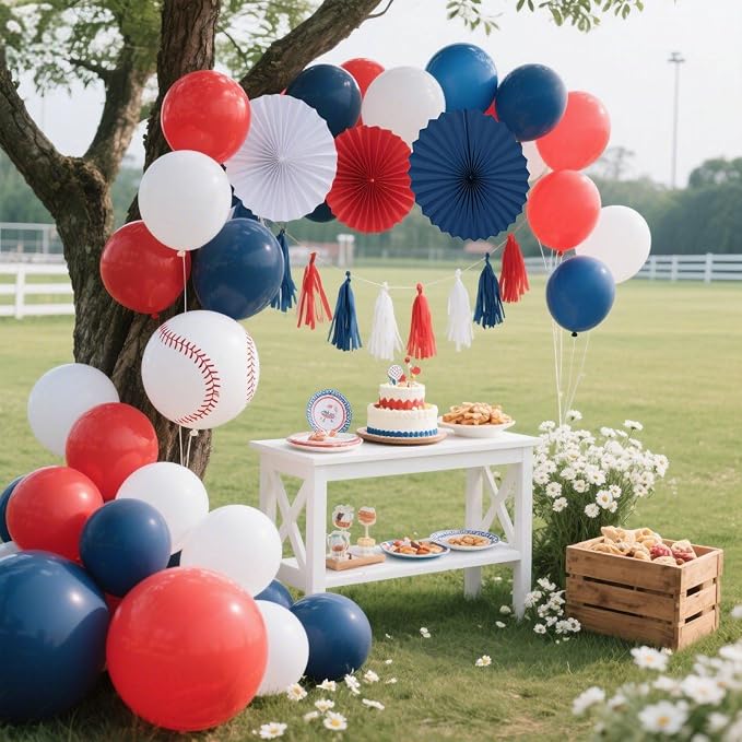Red White Navy Paper Tassel, 15 Pack, Party Decorations - Image 5