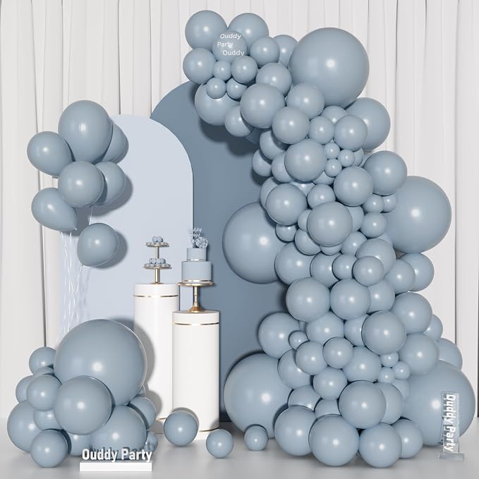 Ouddy Party 129Pcs Dusty Blue Balloons Different Sizes 18 12 10 5 Inch - Image 7