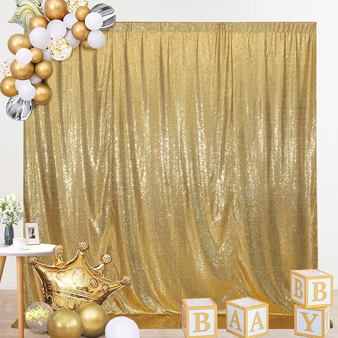 SquarePie 6x6ft Gold Sequin Backdrop, High Density Non-Transparent Glitter - Image 8