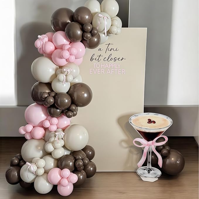 Pink and Brown Balloons, Espresso Martini Party Decorations, Dusty Pastel Pink - Image 4