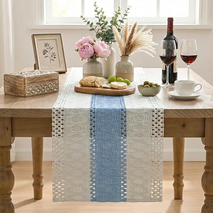 Artoid Mode Sky Blue Farmhouse Rustic Table Runner 12x36 Inch | Seasonal - Image 2
