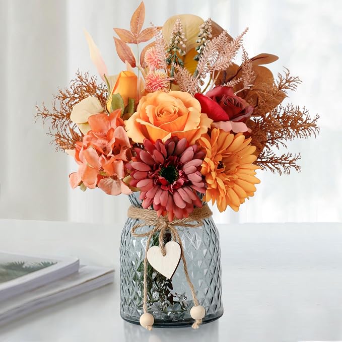 Leftover Fake Fall Flowers in Vase, Fall Silk Flower Arrangements, Fall by LEFTOVER