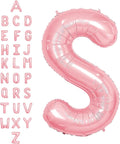 SUWEN 40 Inch Pink Large S Letter Balloons Big Foil Helium A-Z | Jumbo Mylar by SUWEN