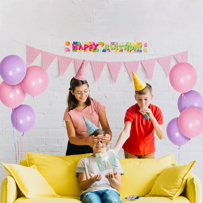 Pink and Purple Balloons 100 Pack 12 inch Light Pink Purple Latex Balloons - Image 8