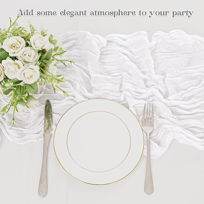 10 Pack White Cheesecloth Table Runner 10FT Boho Gauze Fabric Table Runner - Image 5