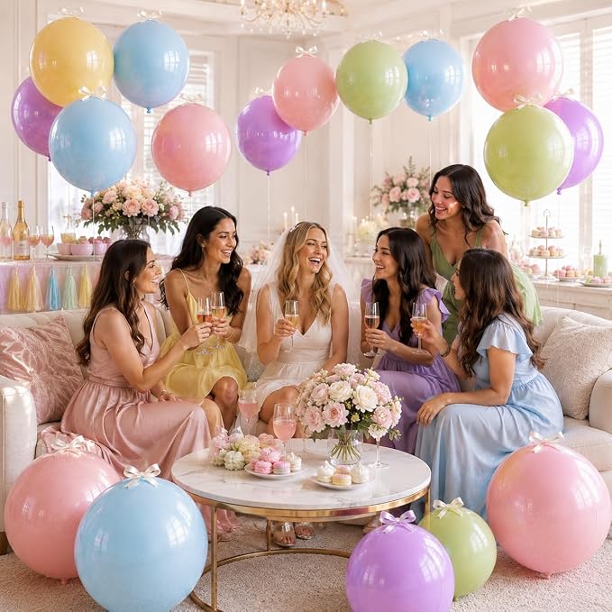 10 Pcs Pastel Round Foil Balloons Multicolor Colorful 4D Ball Balloon Pastel - Image 4