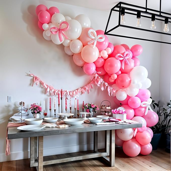 Pink and White Balloon Arch Kit, Baby Pink Clear Long Balloons - Image 6