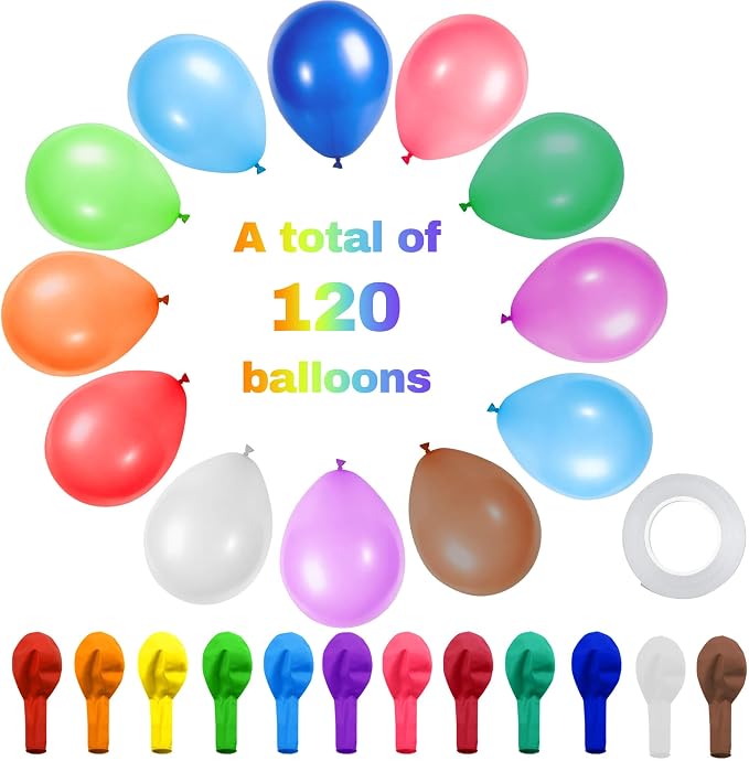 Latex Balloons 120 Pack 12 Inch 12 Colors - Image 2