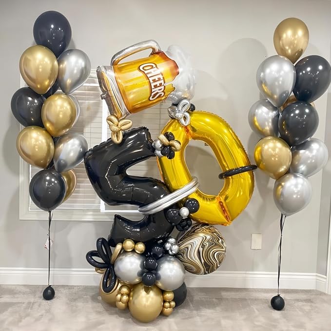 40 Inch Gold Number Balloons, Helium Mylar Foil Number Balloons - Image 7