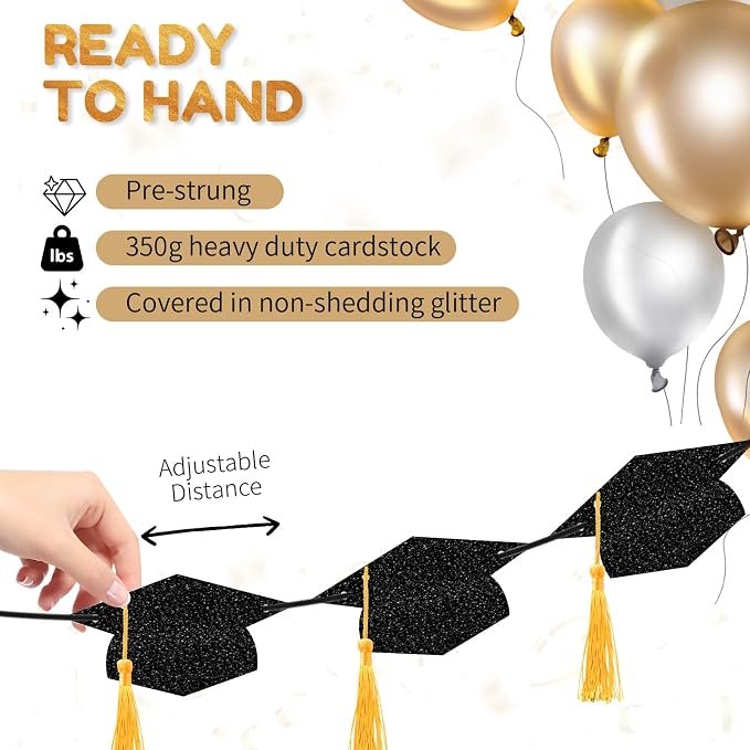 Graduation Decorations 2026, Pre-strung Double-sided Glitter Graduation Banner - Image 5