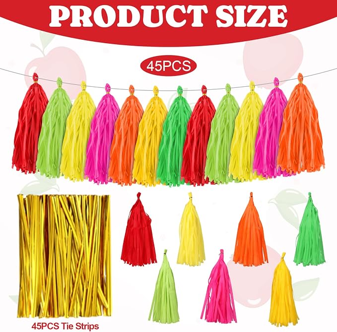 Fullhawl 45 Pcs Colorful Tassel Garland Decorations Tissue Paper Tassel Banner - Image 2