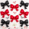 8Pcs Black Red Bow Foil Balloons, 21Inch Black and Red Bow Shaped Balloons by Hapmori
