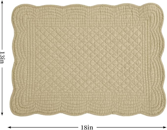 HOMBYS Quilted Placemats Set of 6 Washable-13x18 inches Rectangular Placemats - Image 2