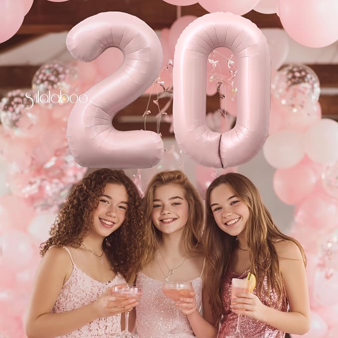 40 Inch Light Pink Number 20 Balloon 0-9 20th Foil Big Giant | Digital - Image 2
