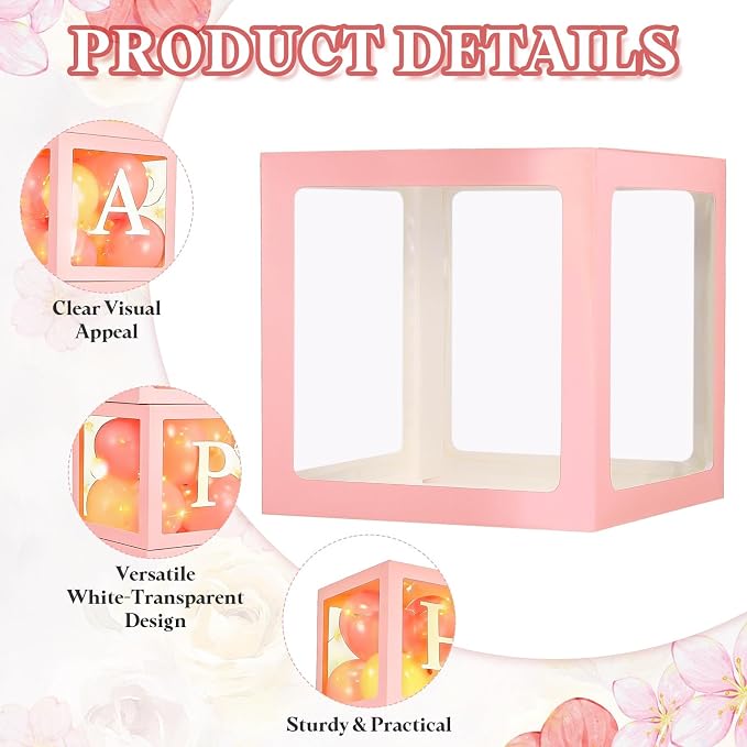uxcell 4 Pcs Party Balloon Boxes, Transparent Balloon Boxes - Image 3