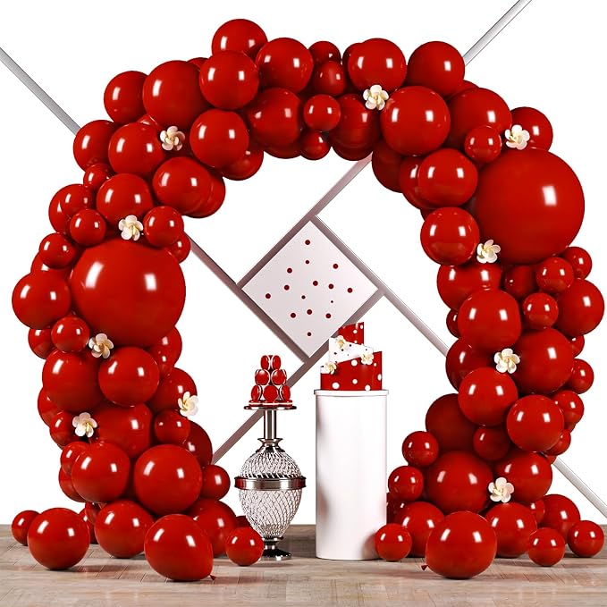 Voircoloria 90pcs Ruby Red Balloons Garland Arch Kit, 18 12 10 5 Inch | by Voircoloria
