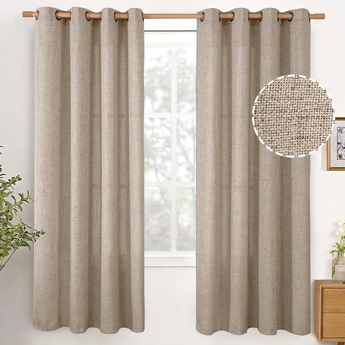 YoungsTex Oatmeal Linen Curtains 72 Inches Long 2 Panels by YoungsTex