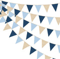 Champagne Gold Navy Blue Dusty Blue Pennant Banner Flag Hanging Paper Triangle by pinkblume