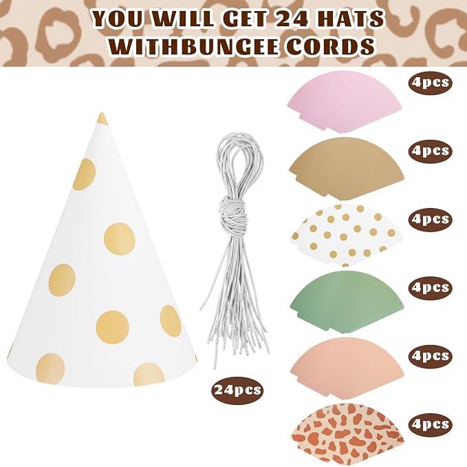Watersay 24 Pcs Themed Party Hats Theme Cone Paper Hats - Image 5