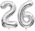Silver 26 Number Balloons, 40 Inch Giant Number 26 Balloons Foil Mylar Helium by Lovoir