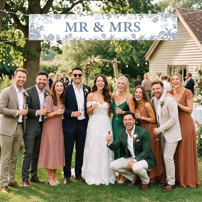 Mr And Mrs Wedding Decor Banner Decorations Party Hanging Sign | Reusable - Image 5