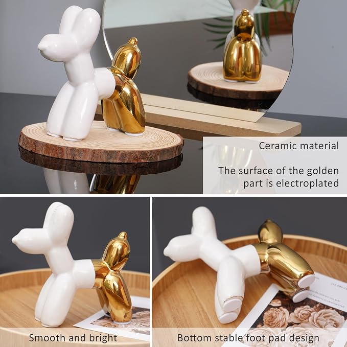 Notakia Cute Ceramics Balloon Dog Statue Crafts Living Room Desktop Decorations - Image 2
