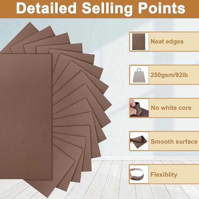 120 Sheets Coffee Color Cardstock 8.5 x 11 Printer Paper, 92lb Dark Brown Card stock for DIY Cards Making, Crafting, Thank You Cards, Invitations, Menus